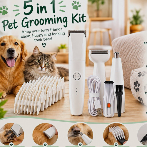 Pet grooming kit - 5-in-1,